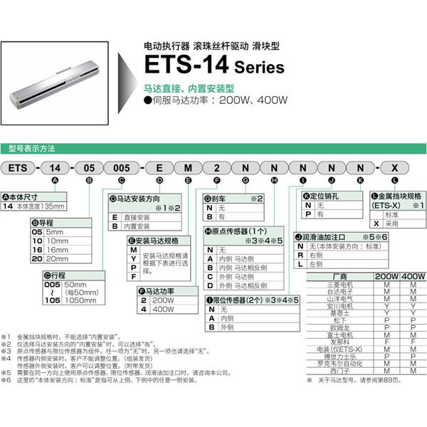 CKD喜開理電動執(zhí)行器（無馬達型）滑塊型ETS-14-20015-EM2NNNNN