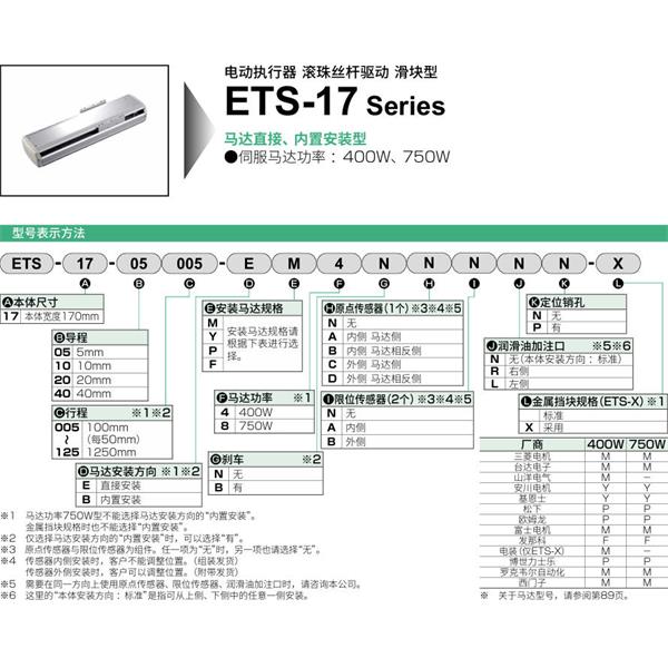 CKD喜開理電動執行器（無馬達型）滑塊型ETS-17-05025-EM4NNNNN