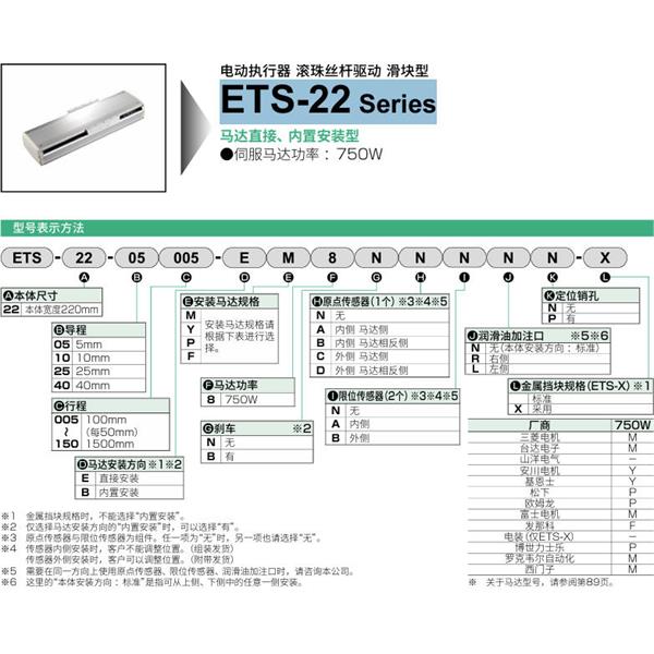 CKD喜開(kāi)理電動(dòng)執(zhí)行器（無(wú)馬達(dá)型）滑塊型ETS-22-40005-EM8NNNNN