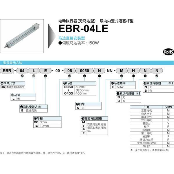 CKD喜開理電動執行器（無馬達型）滑塊型EBR-04LE-00-060100NNN-MHNN