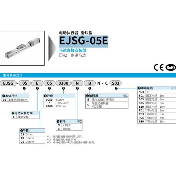 CKD喜開理電動執行器（無馬達型）滑塊型EJSG-05E050050NBN-CR03