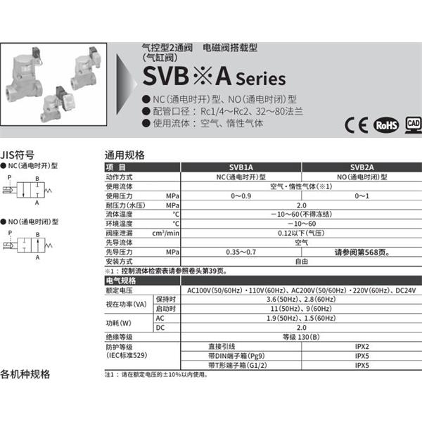CKD喜開理氣控型2通閥（氣缸閥）SVB1A-15A-02CS-AC100V