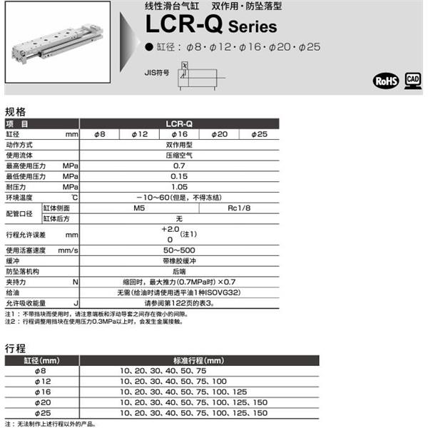 CKD喜開理線性滑臺(tái)氣缸LCR-Q-25-50-F2H1-R-S202DTBL