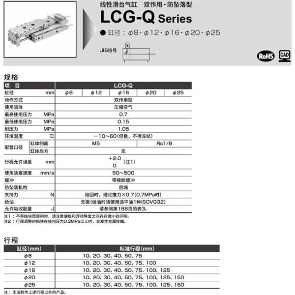 CKD喜開理線性滑臺氣缸LCG-Q-25-75-T2H1-R-A1DTU