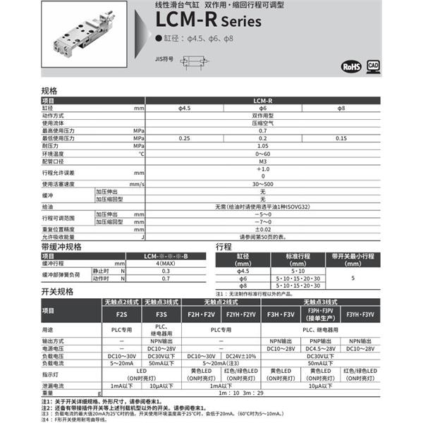 CKD喜開理線性滑臺氣缸LCM-R-8-5-R-F2H-R-J2