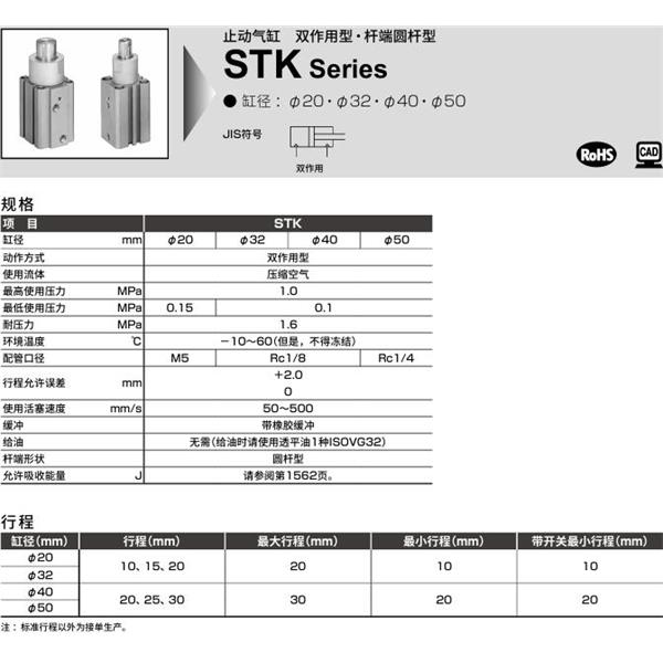 CKD喜開理止動氣缸STK-JY-20-20-T0H-R-N11