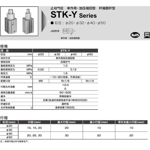 CKD喜開理止動氣缸STK-JY-20-20-T0H-R-N11