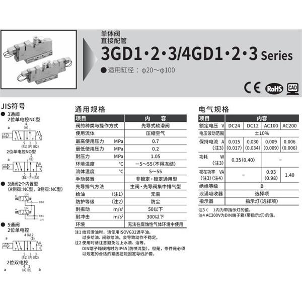 CKD喜開理先導式3通閥3GD2110R-C4-E2-1